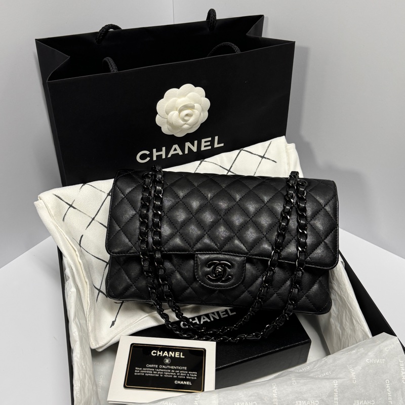 （99新閒置品💝） Chanel CF25牛皮 “so black” 限量款 專櫃40萬以上-1