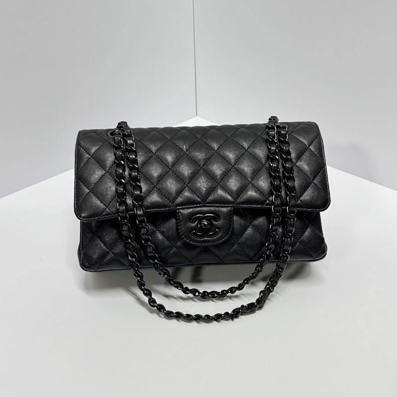 （99新閒置品💝） Chanel CF25牛皮 “so black” 限量款 專櫃40萬以上-5