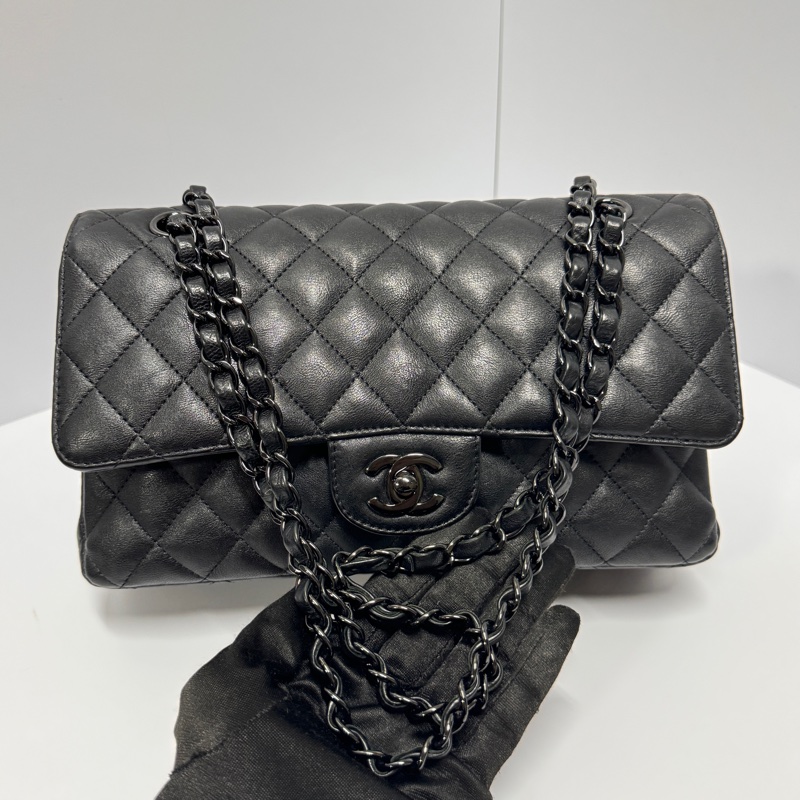 （99新閒置品💝） Chanel CF25牛皮 “so black” 限量款 專櫃40萬以上-15