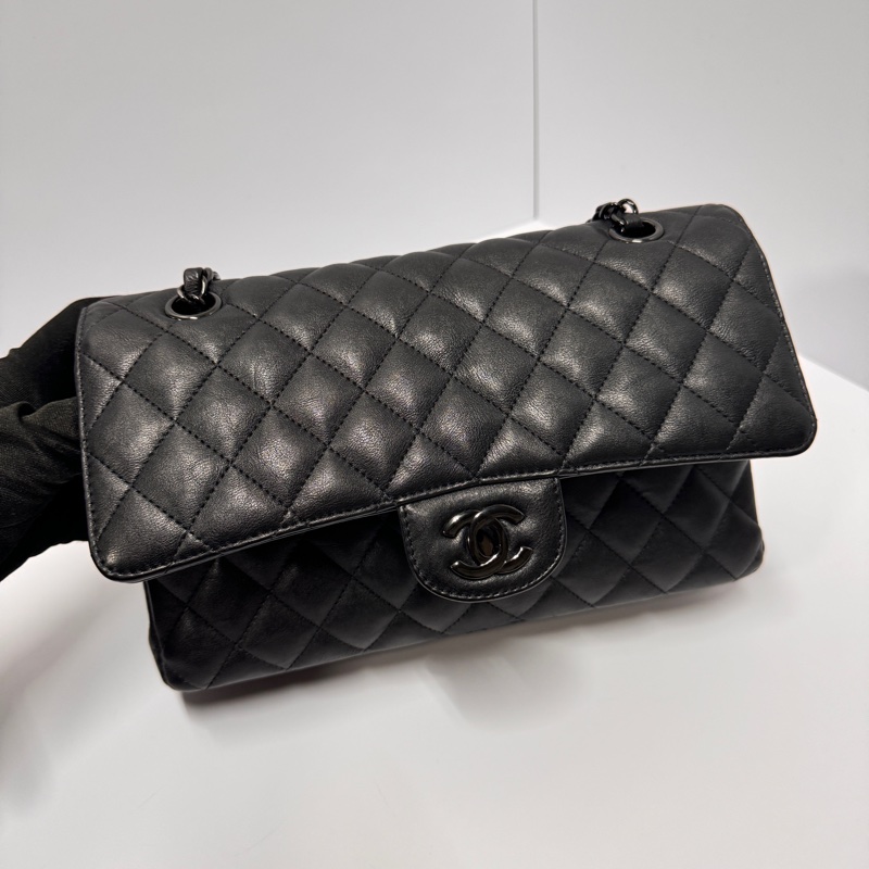 （99新閒置品💝） Chanel CF25牛皮 “so black” 限量款 專櫃40萬以上-16