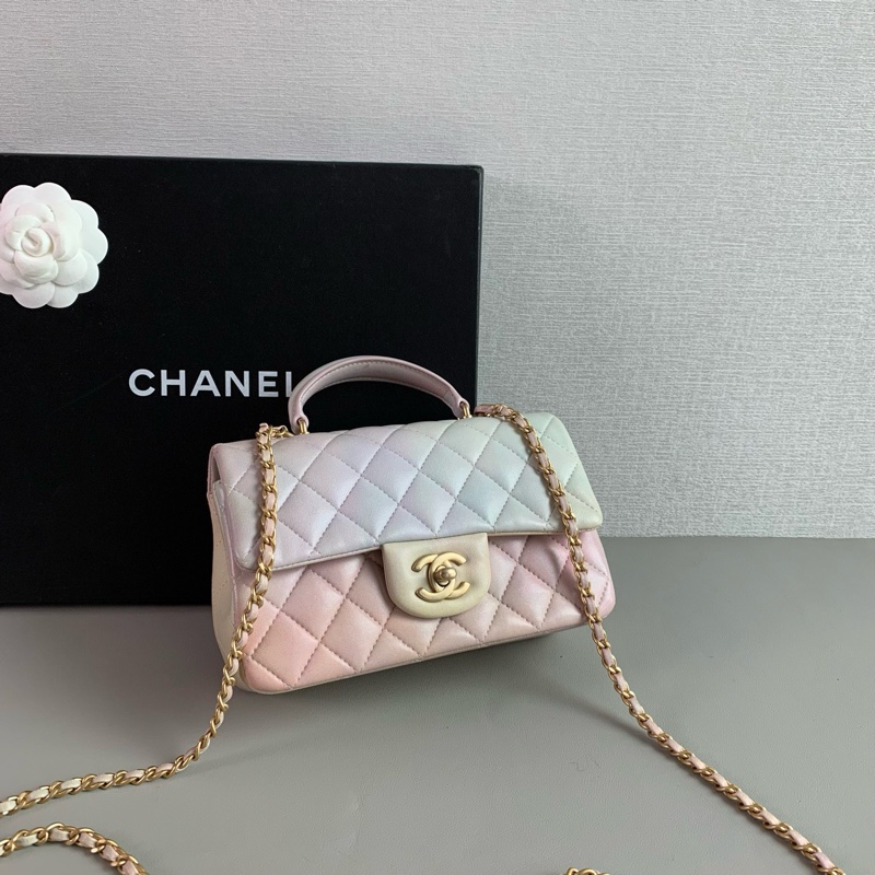 Chanel 22P 幻彩漸變粉 手柄 CF 大 mini|98新 芯片款|超稀有粉色|收藏級夢幻包-1