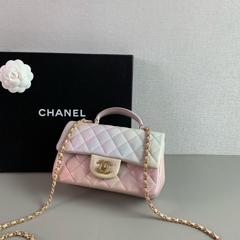 Chanel 22P 幻彩漸變粉 手柄 CF 大 mini|98新 芯片款|超稀有粉色|收藏級夢幻包-2