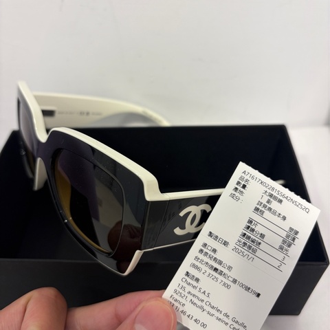 香奈兒Chanel 黑白logo方型眼鏡經典款