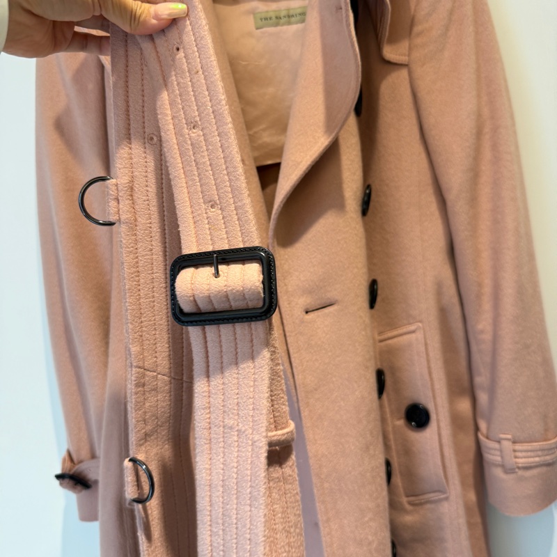 Burberry 粉色長版毛尼外套🧥-1