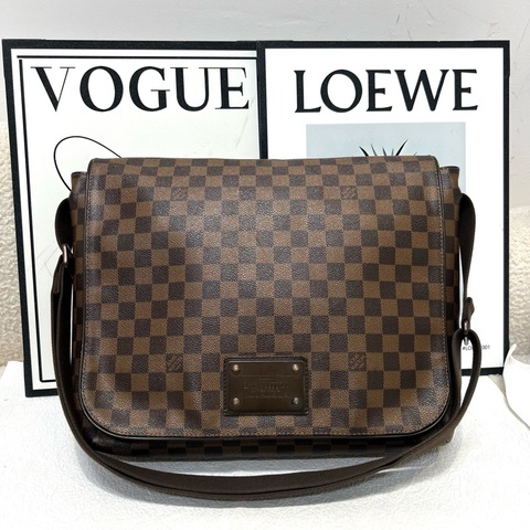 LV 布魯克林經典棕色棋盤 District公文包男士單肩包斜挎包 可調節肩帶 底長約34