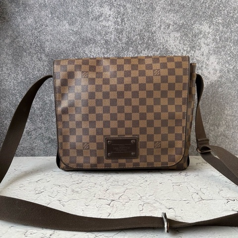 Louis Vuitton 棕色棋盤格郵差包公文包斜挎包 尺寸約32*25*5