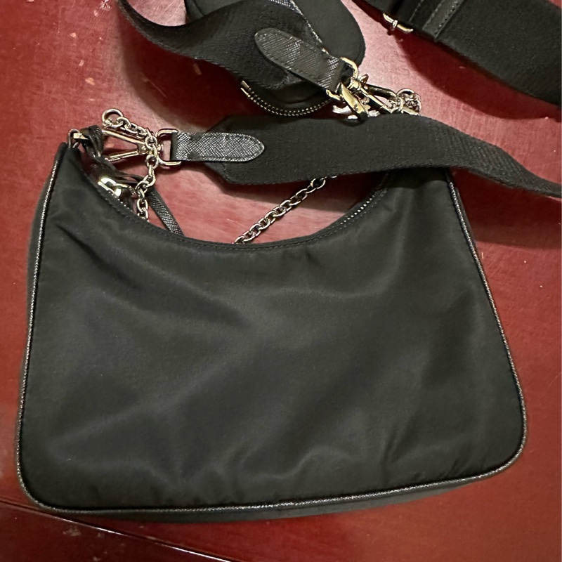 ［二手］Prada 三合一 尼龍黑色肩背包 hobo包-8