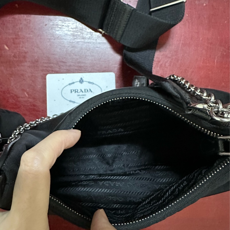 ［二手］Prada 三合一 尼龍黑色肩背包 hobo包-10
