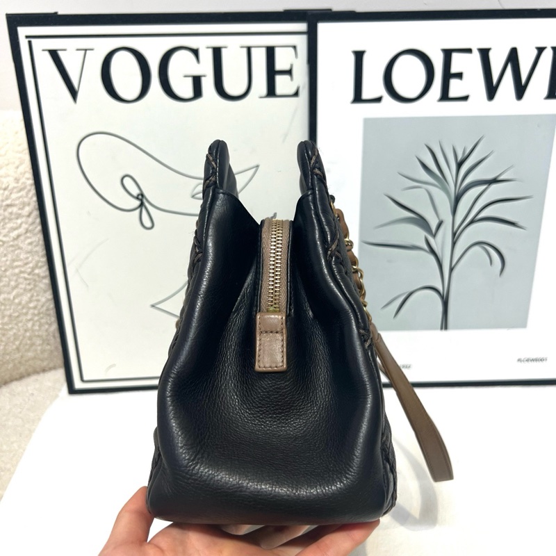 Chanel 復古拼色 外縫線托特tote單肩包 底長約33-2