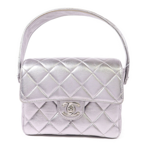 CHANEL 羊皮皮革Vintage Golden Aga銀扣手挽袋