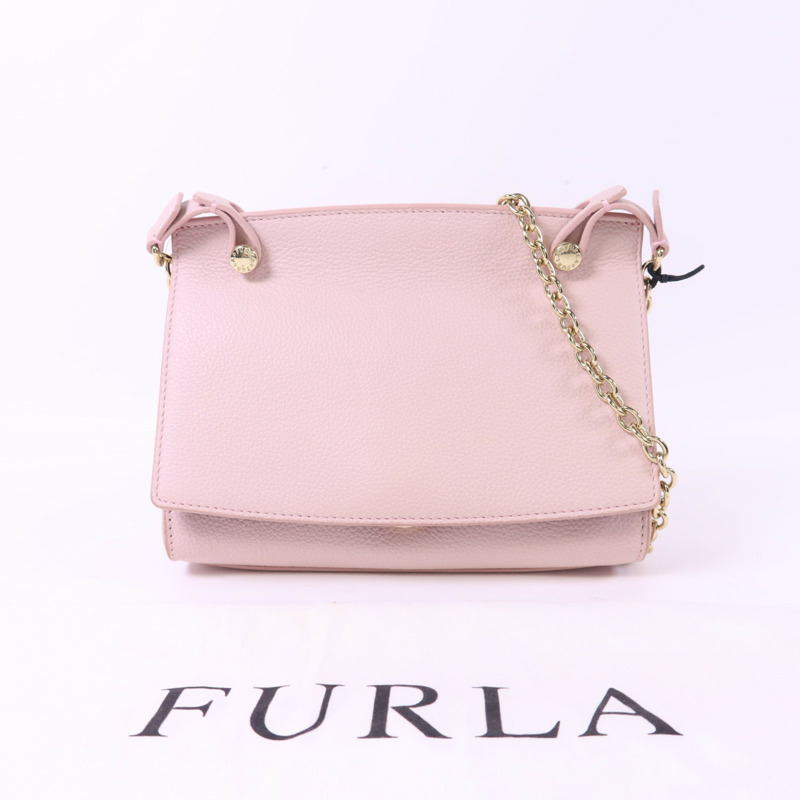 Furla 牛皮皮革Chain Shoulder Bag金扣鏈帶肩背袋-17