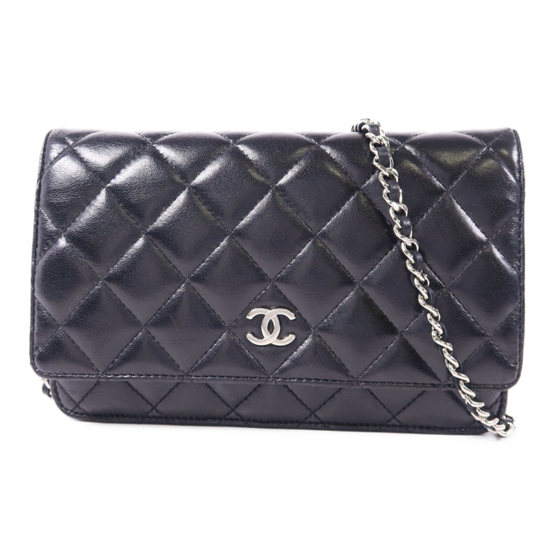 CHANEL 羊皮皮革WOC Wallet On Chain銀扣鏈帶肩背袋-0