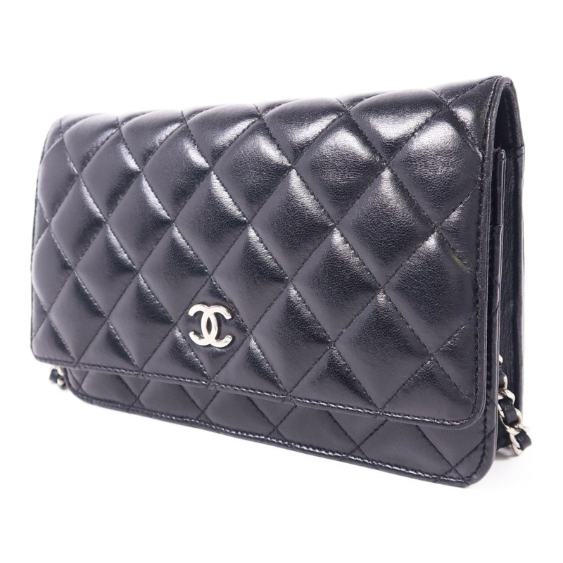 CHANEL 羊皮皮革WOC Wallet On Chain銀扣鏈帶肩背袋-2
