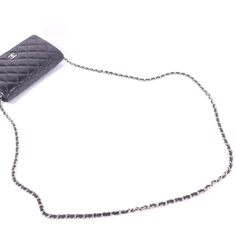 CHANEL 羊皮皮革WOC Wallet On Chain銀扣鏈帶肩背袋-4