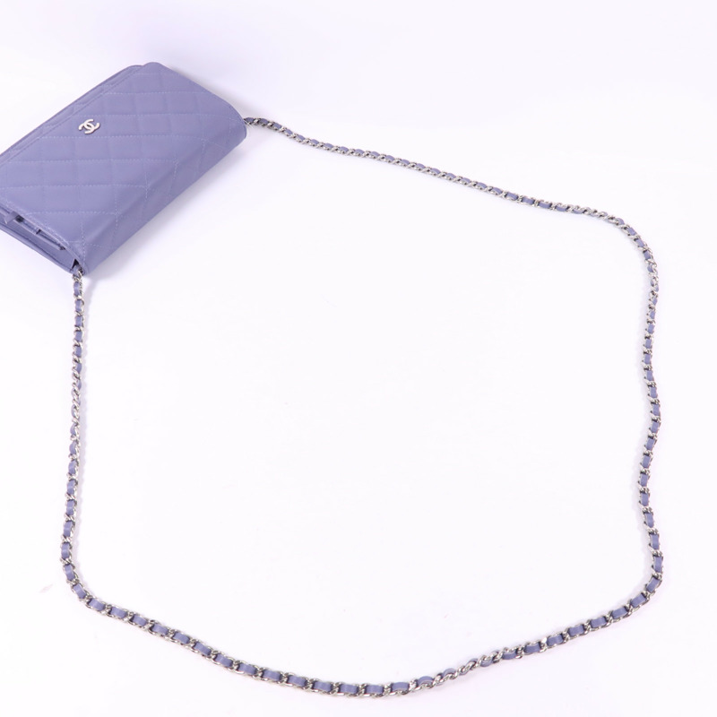 CHANEL 羊皮皮革WOC Wallet On Chain銀扣鏈帶肩背袋-4