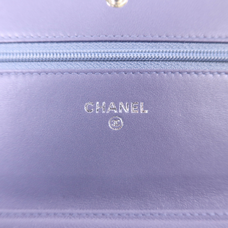 CHANEL 羊皮皮革WOC Wallet On Chain銀扣鏈帶肩背袋-6