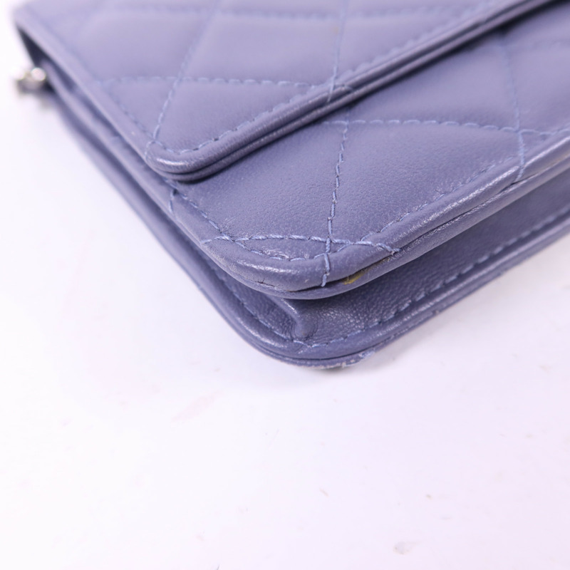 CHANEL 羊皮皮革WOC Wallet On Chain銀扣鏈帶肩背袋-11