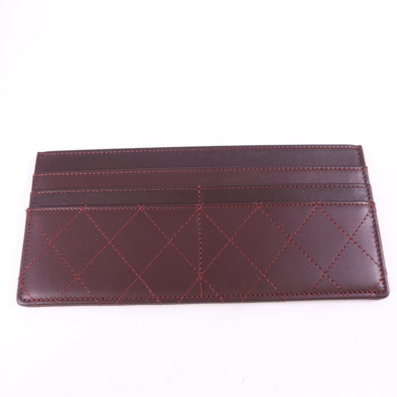 CHANEL 牛皮皮革Long Bifold Wallet銀扣長錢包-10