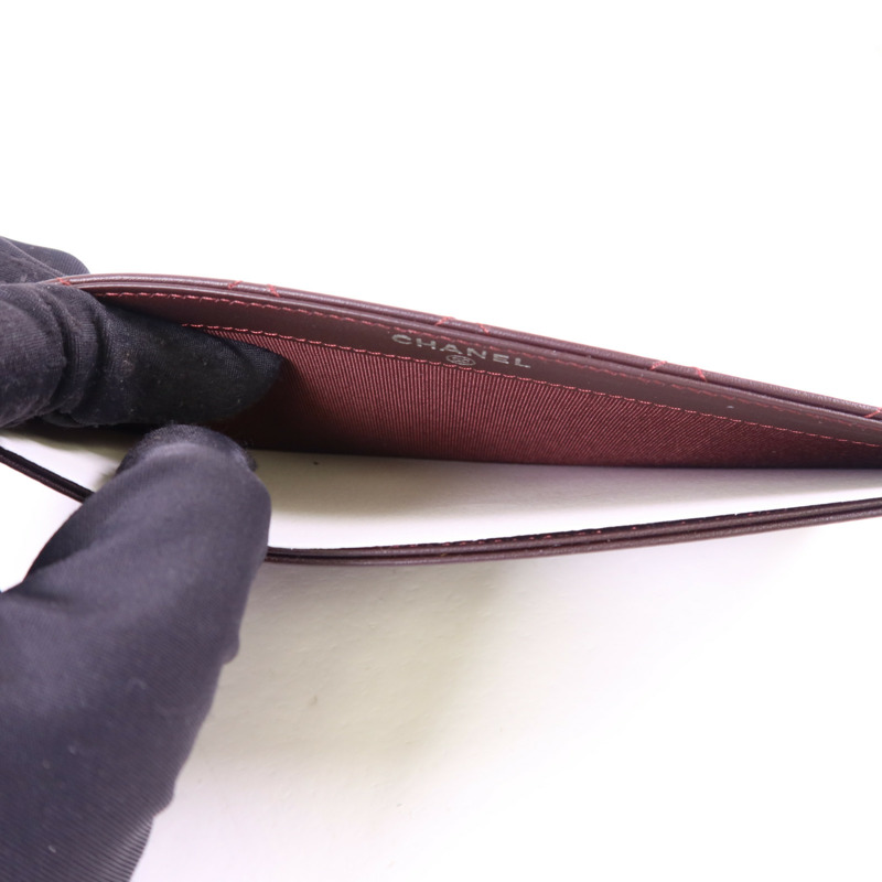 CHANEL 牛皮皮革Long Bifold Wallet銀扣長錢包-11