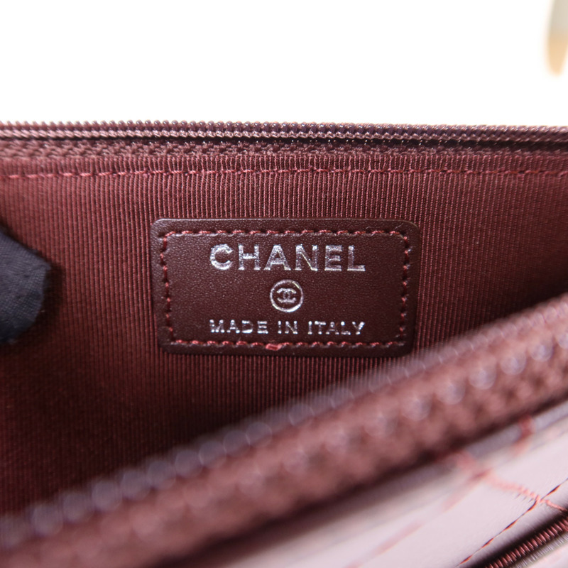 CHANEL 牛皮皮革Long Bifold Wallet銀扣長錢包-14