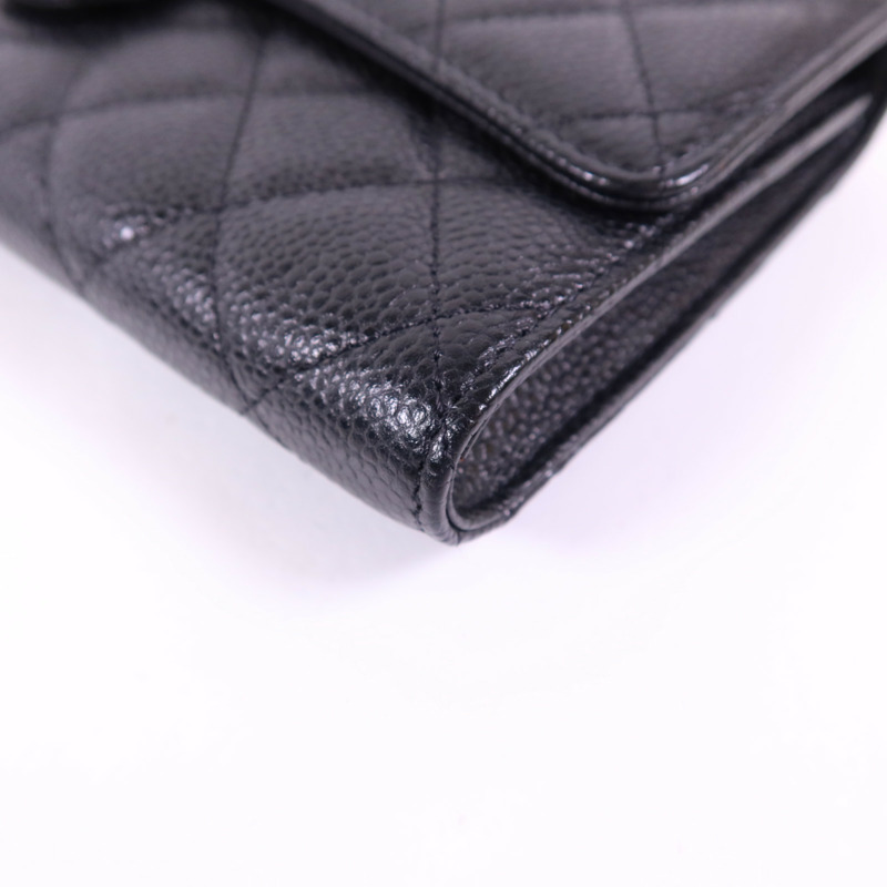 CHANEL 牛皮皮革Long Bifold Wallet銀扣長錢包-16
