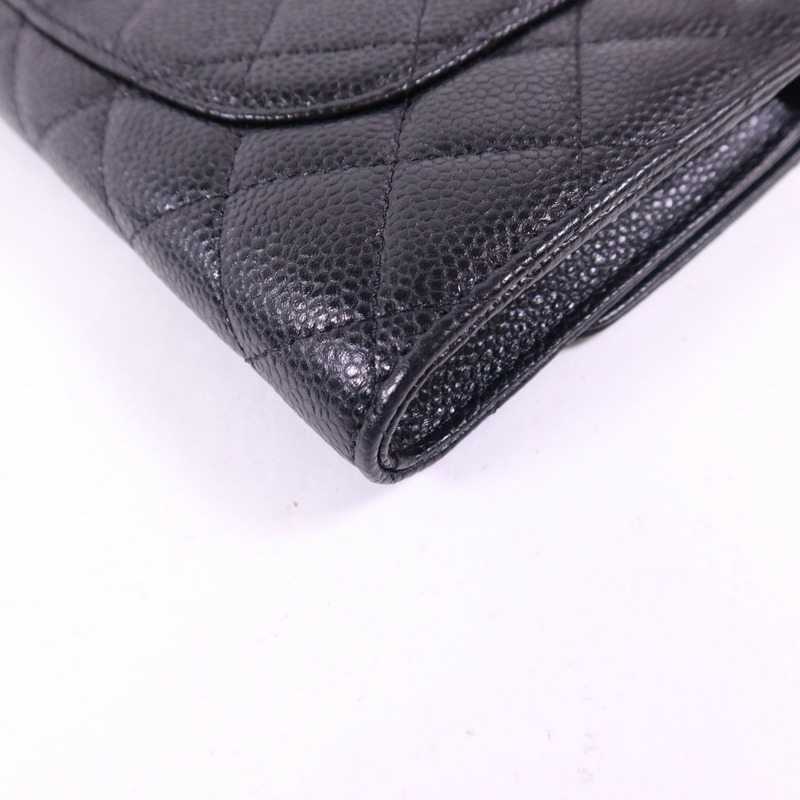 CHANEL 牛皮皮革Long Bifold Wallet銀扣長錢包-18