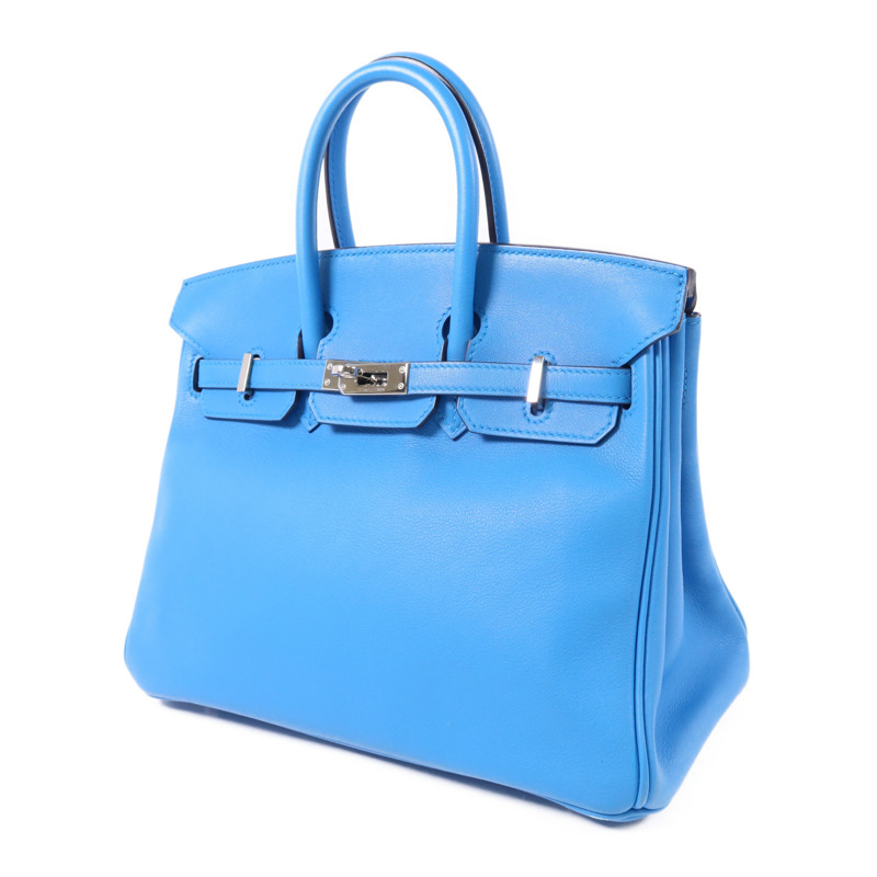 HERMES Swift皮革Birkin 25銀扣手挽袋Bleu Frida-2