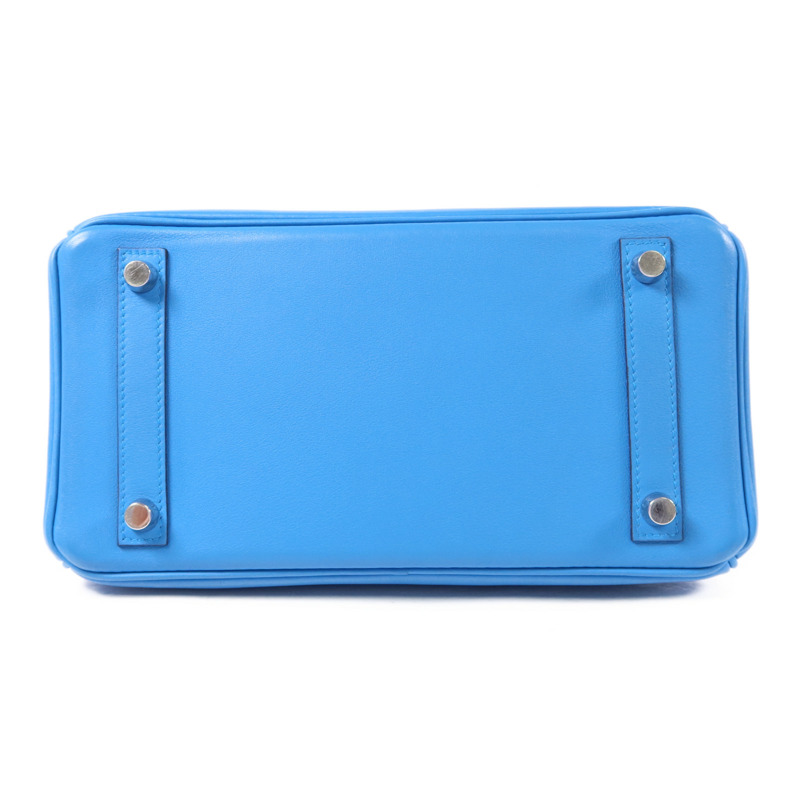 HERMES Swift皮革Birkin 25銀扣手挽袋Bleu Frida-3