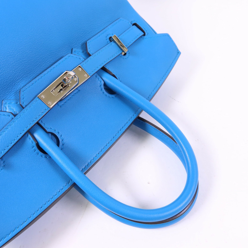 HERMES Swift皮革Birkin 25銀扣手挽袋Bleu Frida-4