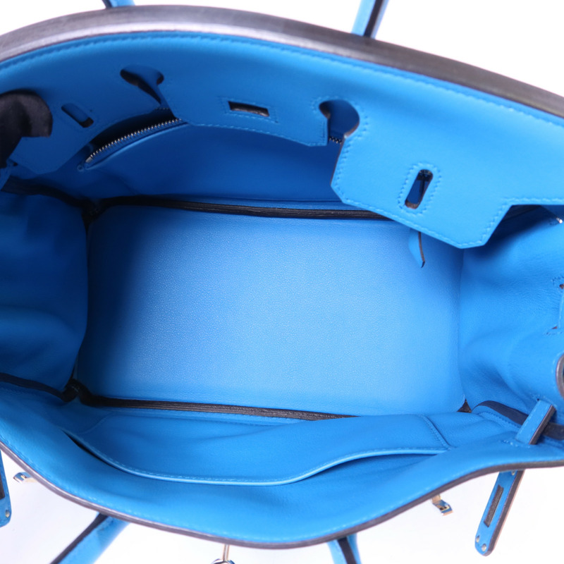 HERMES Swift皮革Birkin 25銀扣手挽袋Bleu Frida-5