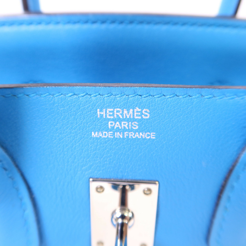 HERMES Swift皮革Birkin 25銀扣手挽袋Bleu Frida-6