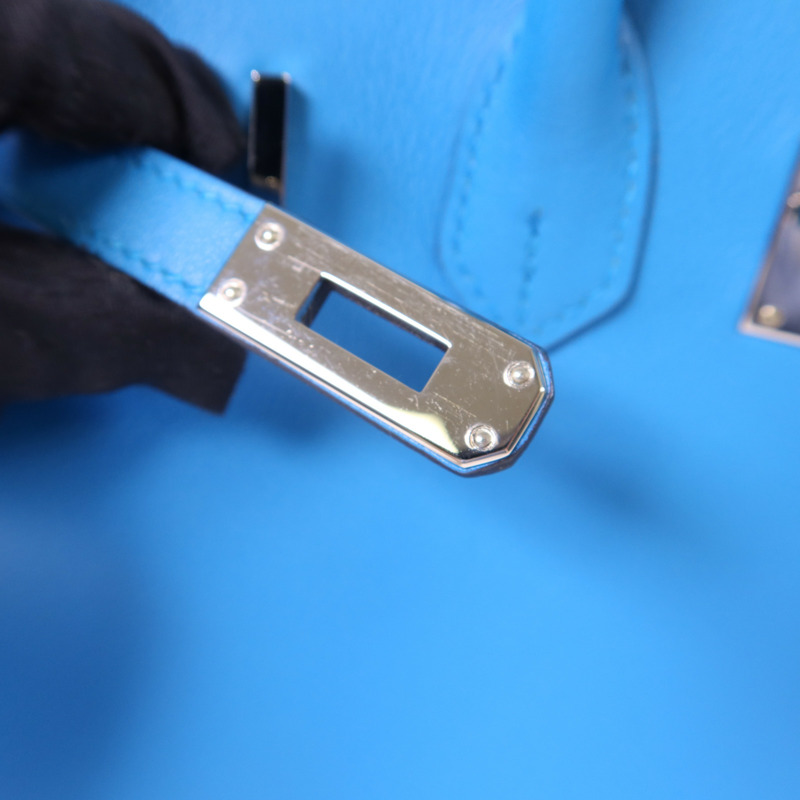 HERMES Swift皮革Birkin 25銀扣手挽袋Bleu Frida-9