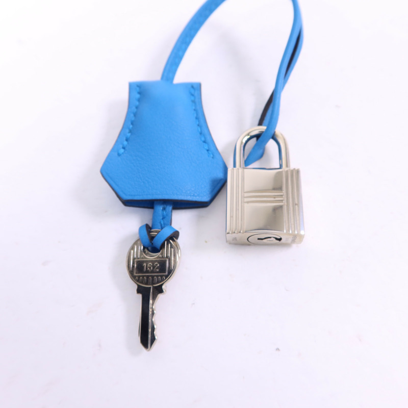 HERMES Swift皮革Birkin 25銀扣手挽袋Bleu Frida-11