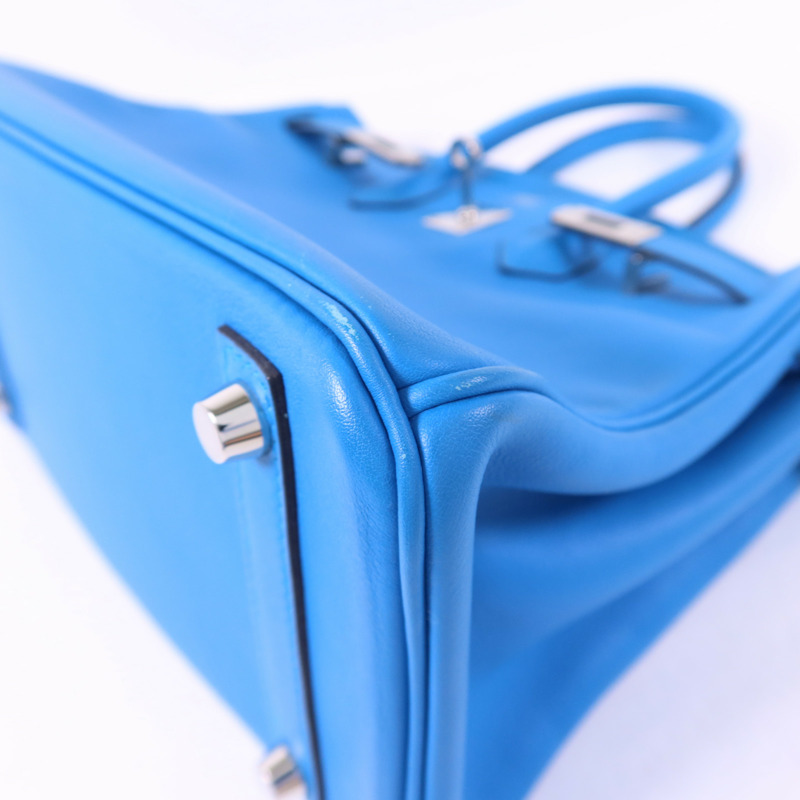 HERMES Swift皮革Birkin 25銀扣手挽袋Bleu Frida-14