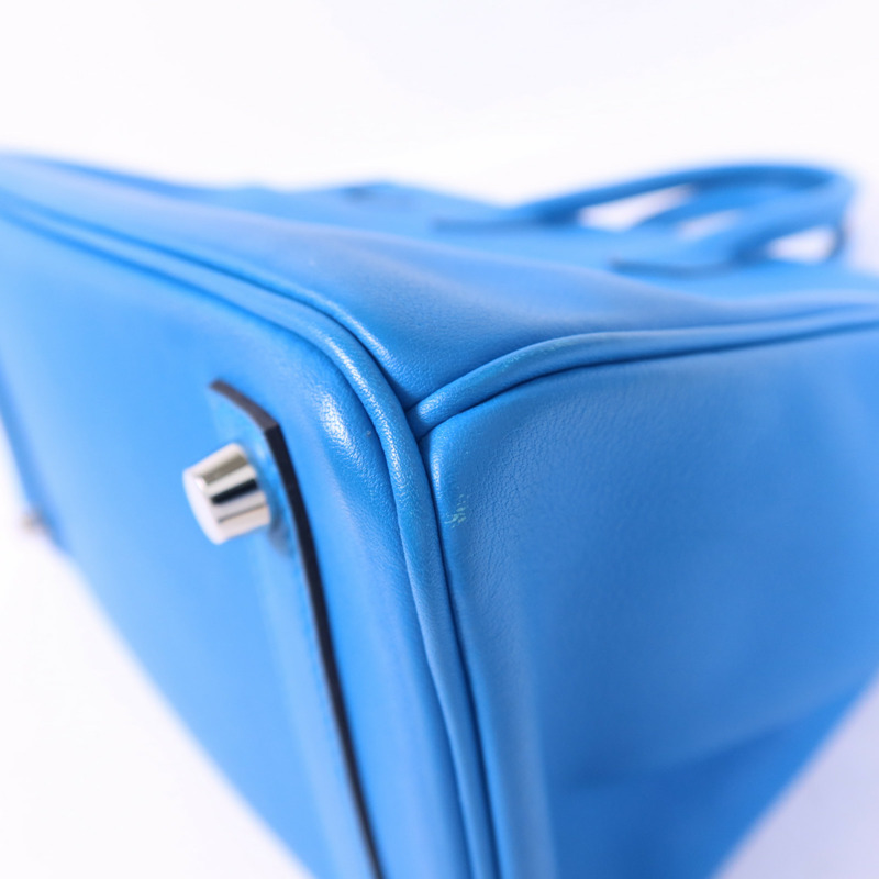 HERMES Swift皮革Birkin 25銀扣手挽袋Bleu Frida-16