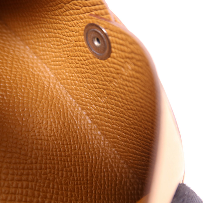 HERMES Epsom皮革Calvi Card Case銀扣卡片套Gold-6