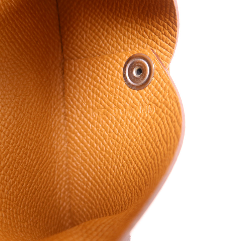 HERMES Epsom皮革Calvi Card Case銀扣卡片套Gold-7