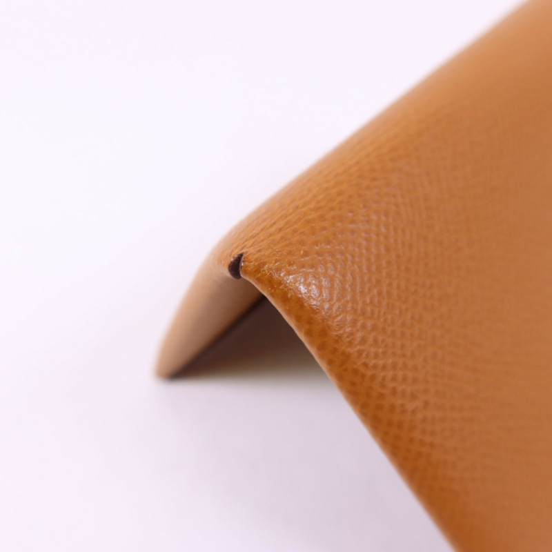 HERMES Epsom皮革Calvi Card Case銀扣卡片套Gold-14