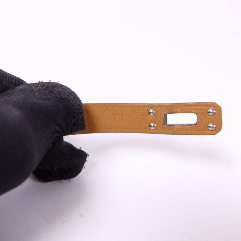 HERMES Swift皮革Mini Kelly Double Tour銀扣手鐲Etoupe-10