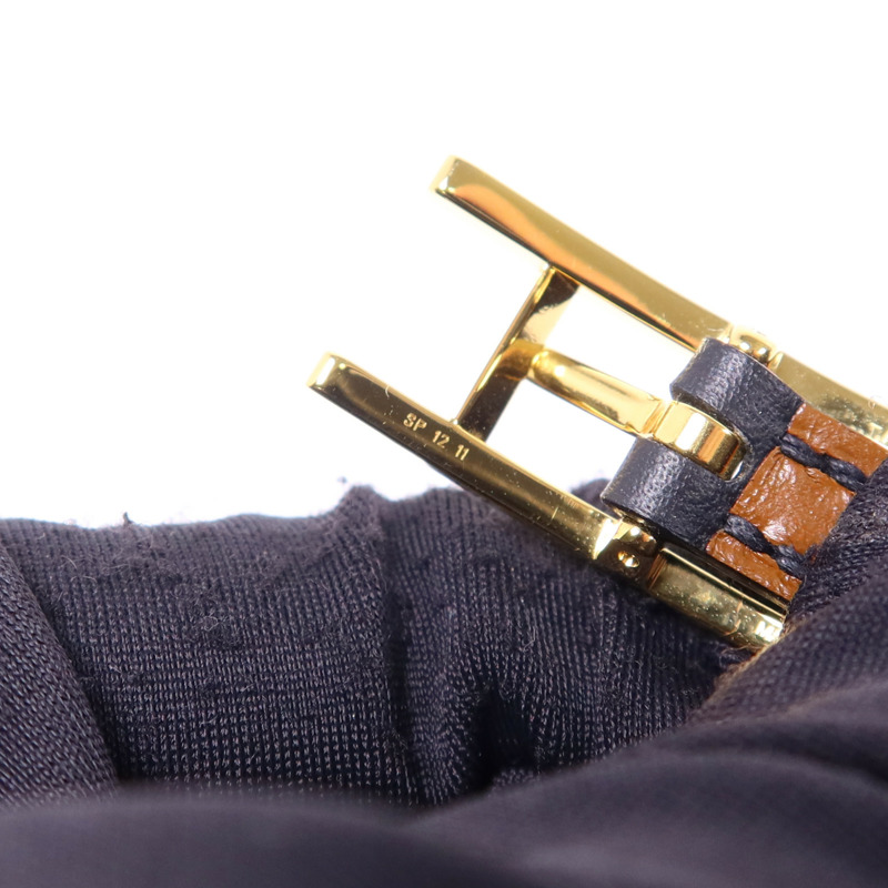 HERMES Swift皮革Behapi Double Tour金扣手鐲Noir-9