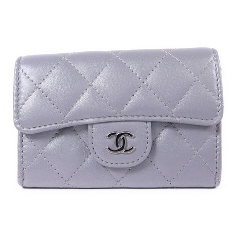 CHANEL 牛皮皮革Card Case銀扣卡片套