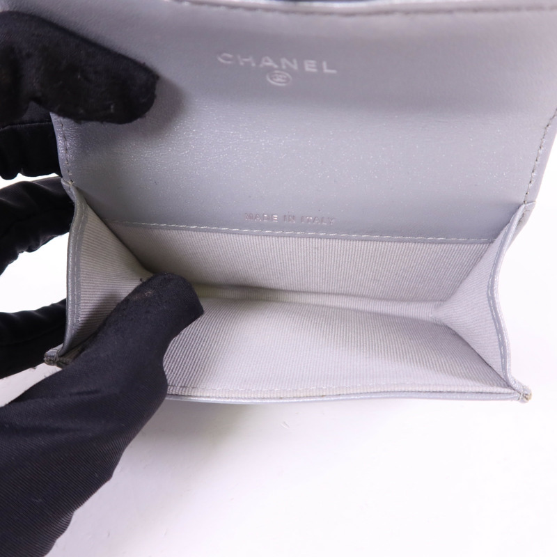 CHANEL 牛皮皮革Card Case銀扣卡片套-4