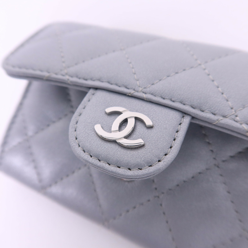 CHANEL 牛皮皮革Card Case銀扣卡片套-8