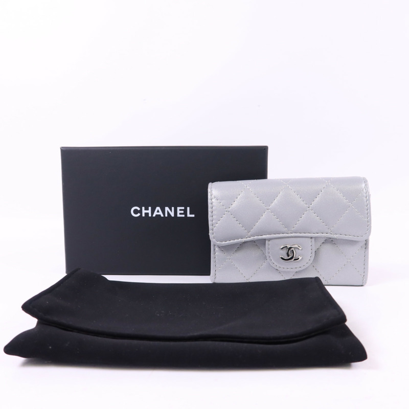 CHANEL 牛皮皮革Card Case銀扣卡片套-13