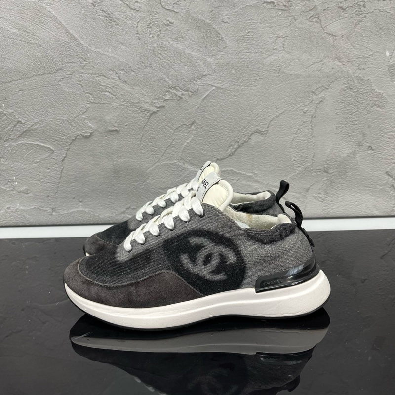 CHANEL 香奈兒 水洗黑白雙C運動鞋/尺碼 35碼/狀態99新-2