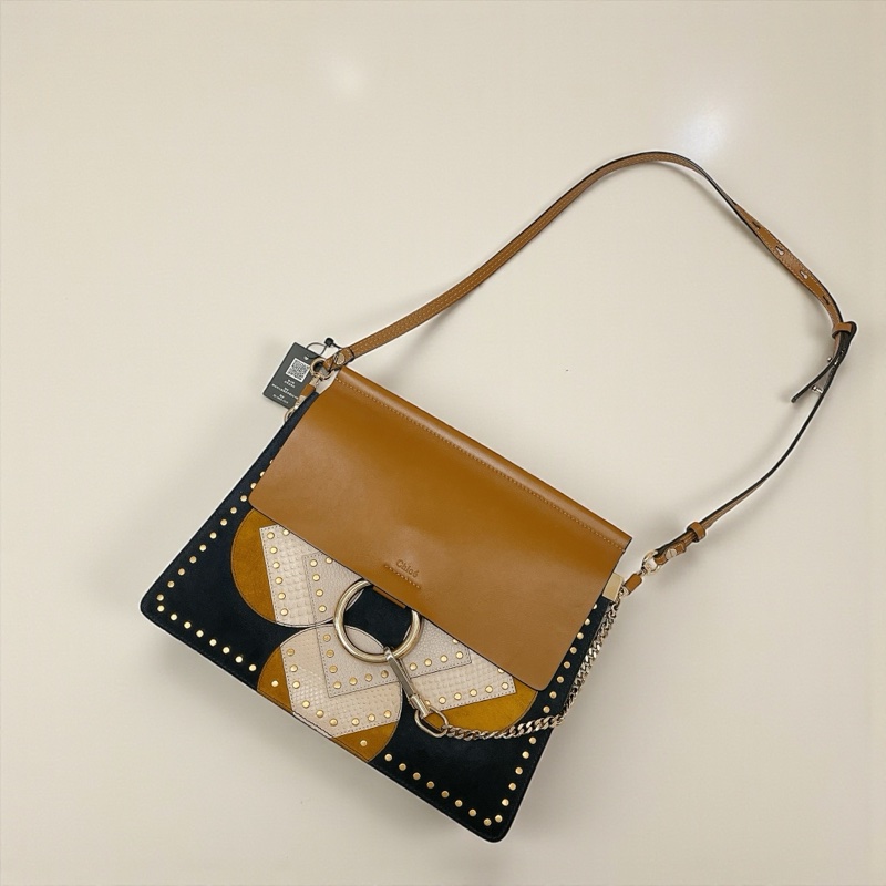 莉亞精品♡Chloe faye 咖藍色斜背包 二手-0