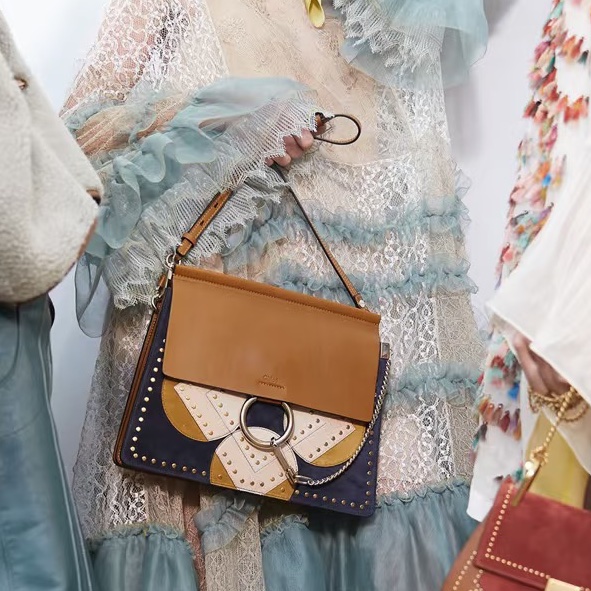 莉亞精品♡Chloe faye 咖藍色斜背包 二手-1