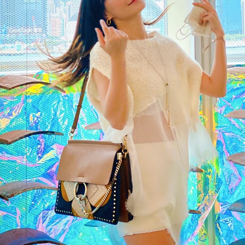 莉亞精品♡Chloe faye 咖藍色斜背包 二手-2