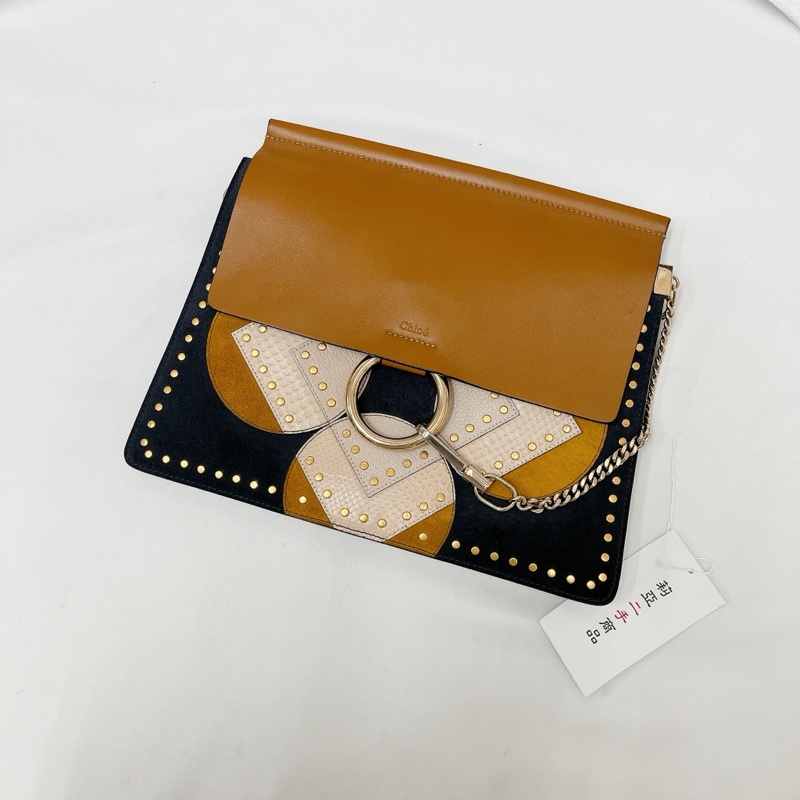 莉亞精品♡Chloe faye 咖藍色斜背包 二手-3