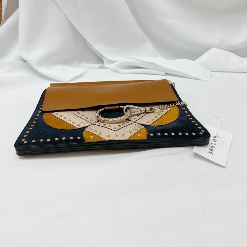 莉亞精品♡Chloe faye 咖藍色斜背包 二手-6